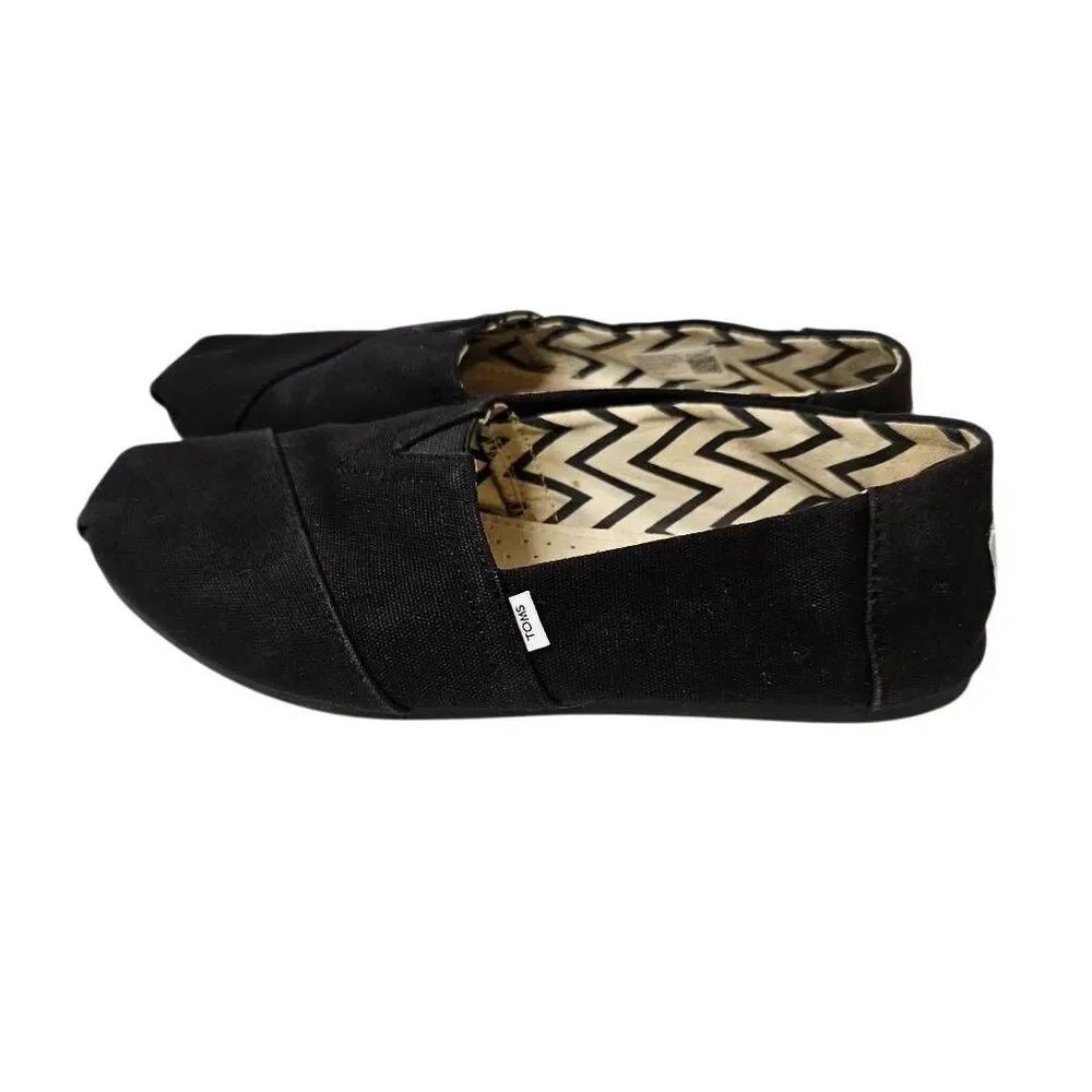 Toms canvas black slip on flats. Size 8.5